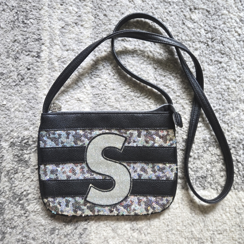 Justice Girls Crossbody Sequin Glitter S Initial Purse